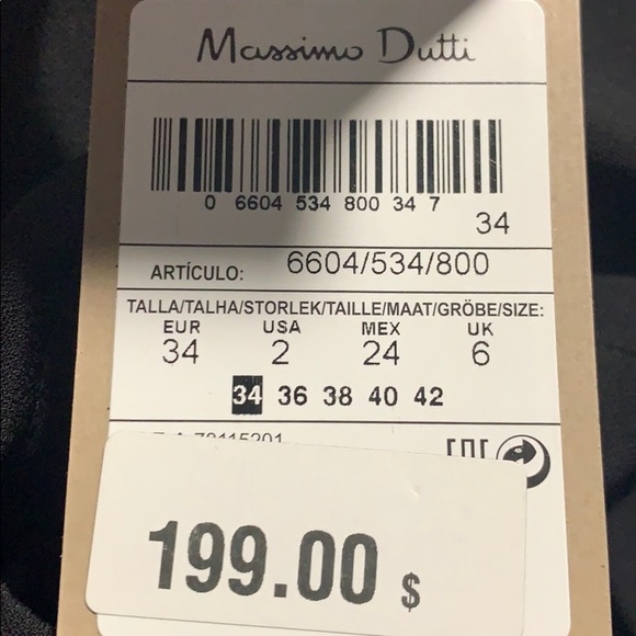 NWT Massimo Dutti Black Midi Dress Size 2, 6, 8,10 - Picture 6 of 6